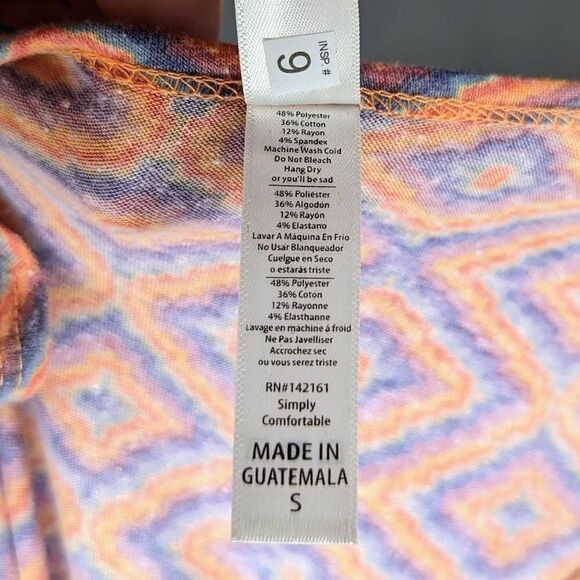 Lularoe Blouse Diagonal Geometric Tee Loose Fit Multicolor Size Small NWT - Picture 6 of 8